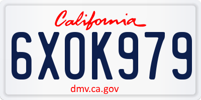 CA license plate 6XOK979