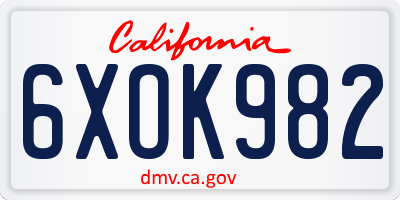 CA license plate 6XOK982