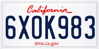 CA license plate 6XOK983