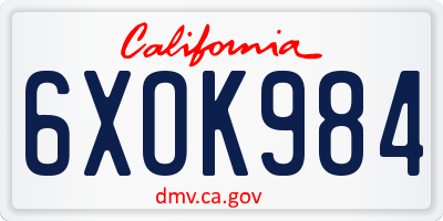CA license plate 6XOK984