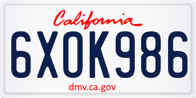 CA license plate 6XOK986