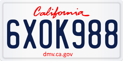 CA license plate 6XOK988