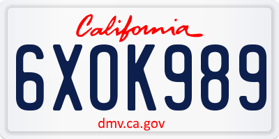 CA license plate 6XOK989