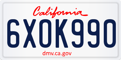 CA license plate 6XOK990