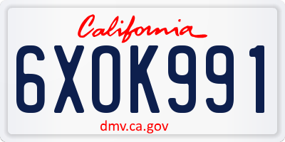 CA license plate 6XOK991