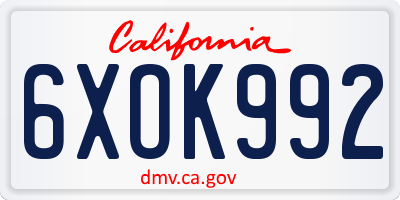 CA license plate 6XOK992