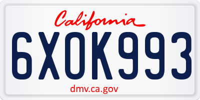 CA license plate 6XOK993