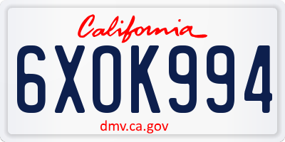 CA license plate 6XOK994