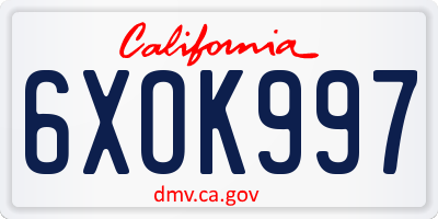 CA license plate 6XOK997