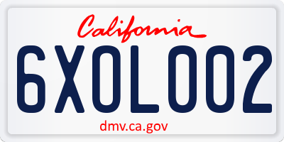CA license plate 6XOL002