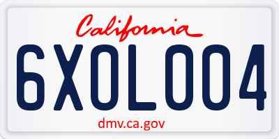 CA license plate 6XOL004