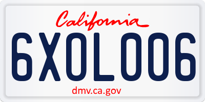 CA license plate 6XOL006