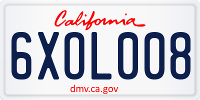 CA license plate 6XOL008