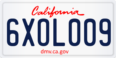 CA license plate 6XOL009