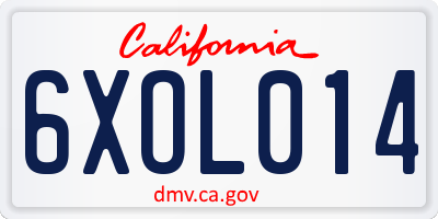 CA license plate 6XOL014
