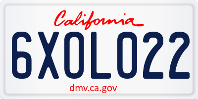 CA license plate 6XOL022