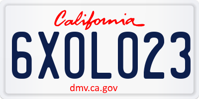 CA license plate 6XOL023