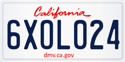 CA license plate 6XOL024