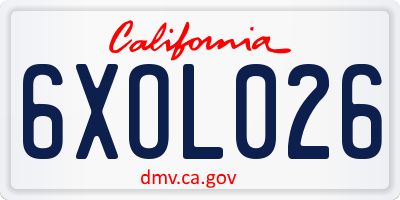 CA license plate 6XOL026