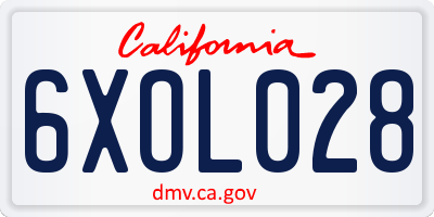 CA license plate 6XOL028