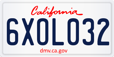 CA license plate 6XOL032