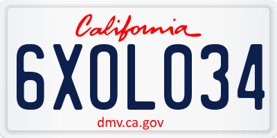 CA license plate 6XOL034