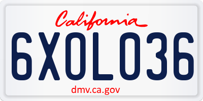 CA license plate 6XOL036