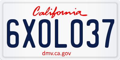 CA license plate 6XOL037