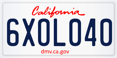 CA license plate 6XOL040