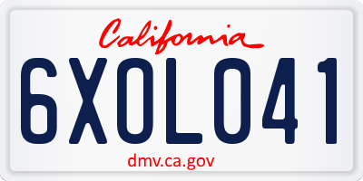 CA license plate 6XOL041