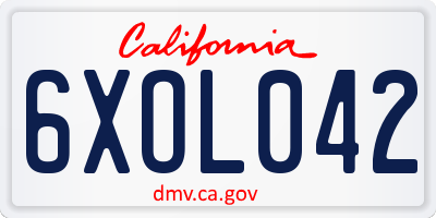 CA license plate 6XOL042