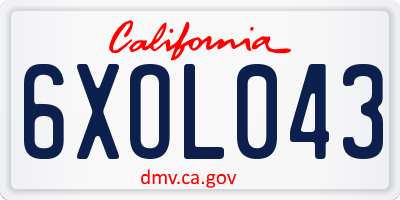 CA license plate 6XOL043