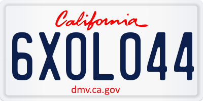 CA license plate 6XOL044