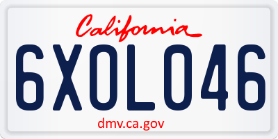 CA license plate 6XOL046