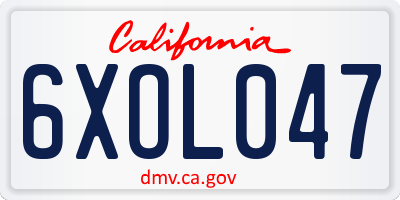 CA license plate 6XOL047