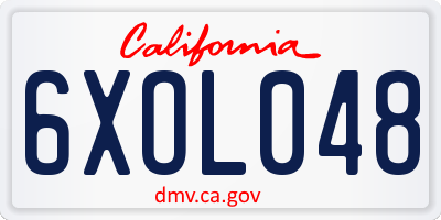 CA license plate 6XOL048