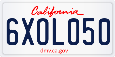 CA license plate 6XOL050