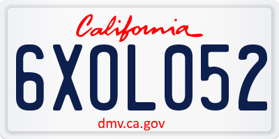 CA license plate 6XOL052