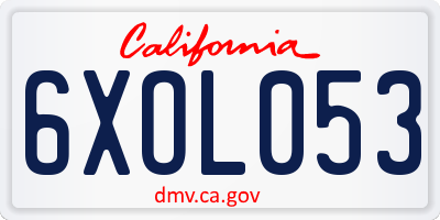 CA license plate 6XOL053