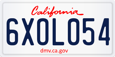 CA license plate 6XOL054