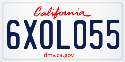 CA license plate 6XOL055