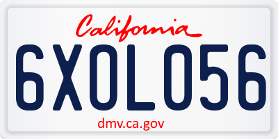 CA license plate 6XOL056