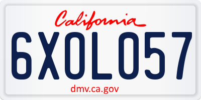 CA license plate 6XOL057