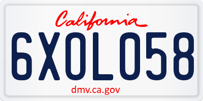 CA license plate 6XOL058