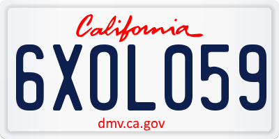 CA license plate 6XOL059