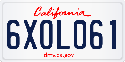CA license plate 6XOL061