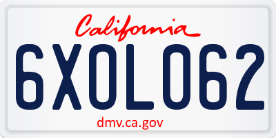 CA license plate 6XOL062
