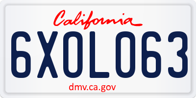 CA license plate 6XOL063