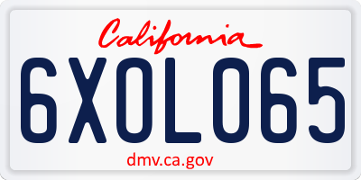 CA license plate 6XOL065