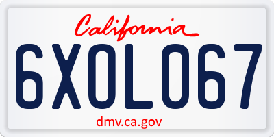 CA license plate 6XOL067